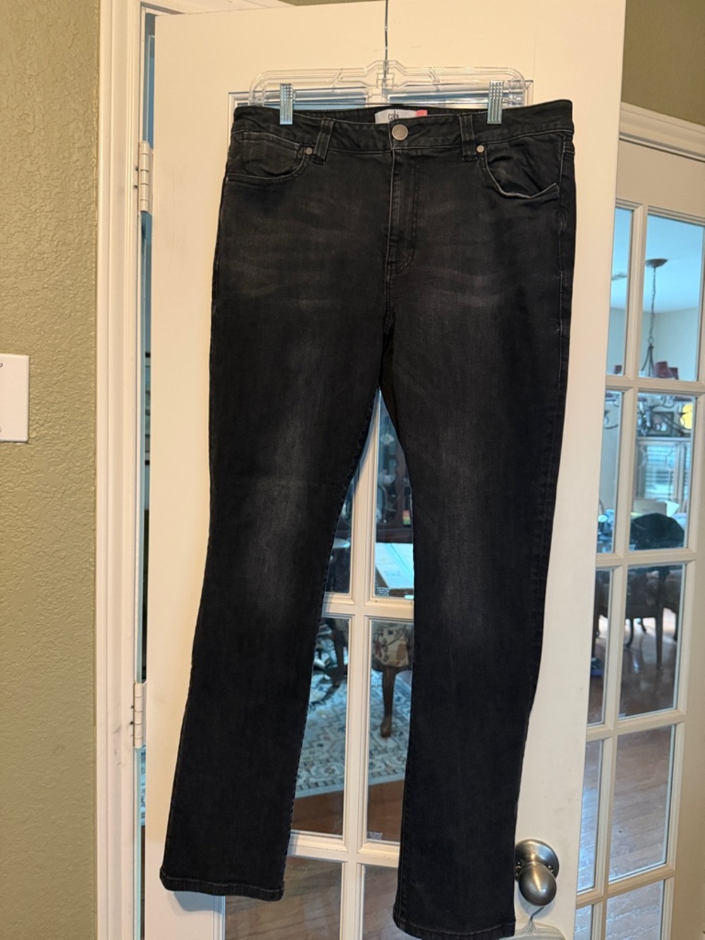 CAbi Straight Leg Jeans in Washed Black